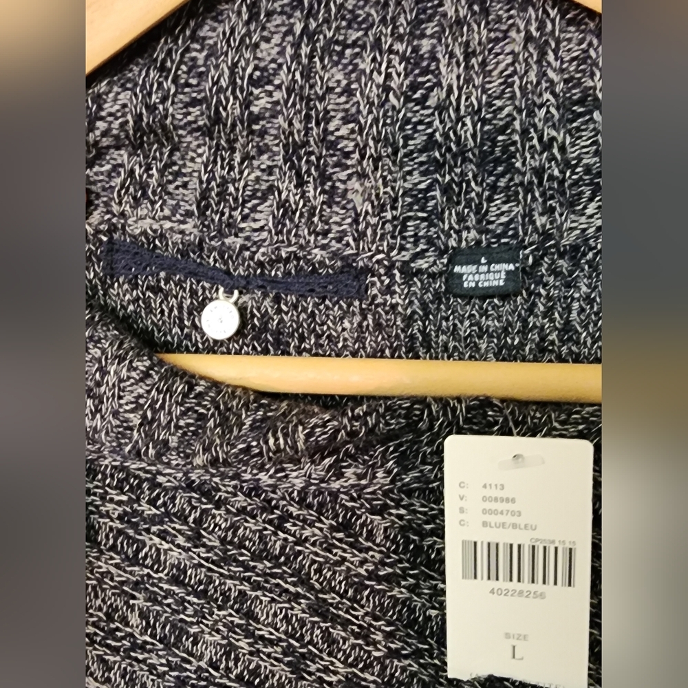 NWT Anthropologie Knitted&Knotted Cascading Ruffle Sweater In Heathered Dark Nav - Picture 5 of 14